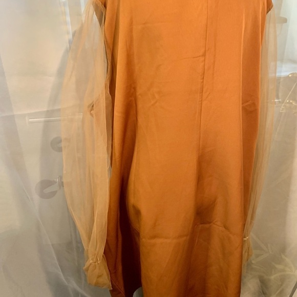 Rebdolls Caramel Blazer Plus Size Dress With Sheer Sleeves Size 3X - Picture 4 of 6